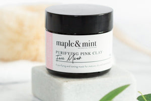 Purifying pink clay mask by Maple and Mint from self care hampers for mum